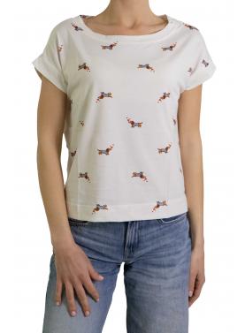 t shirt scollo a barca con bassotti 